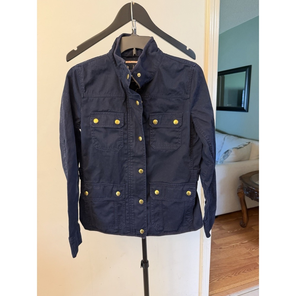 J Crew Downtown Field Jacket Women's Black Waxed Utility Size XS